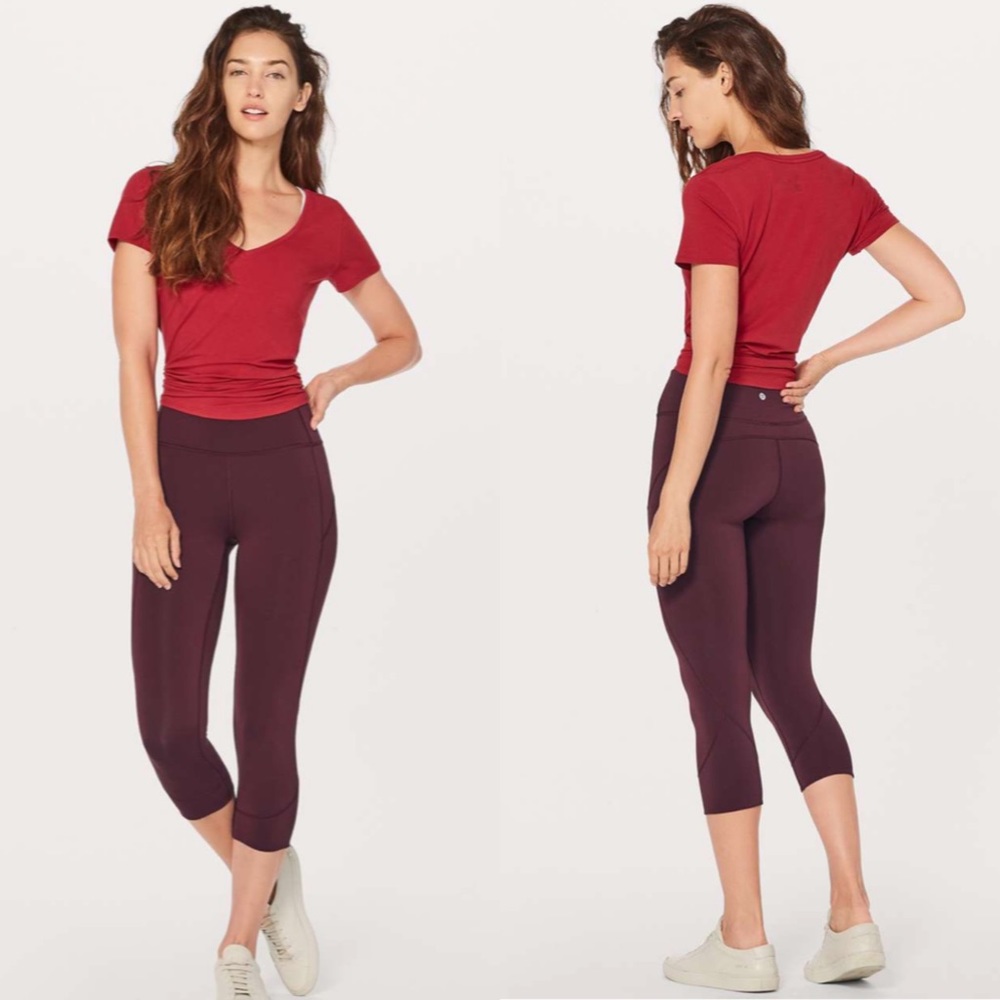 Lululemon In Movement Crop Everlux 19" Garnet Leggings Size 4 - Picture 1 of 12